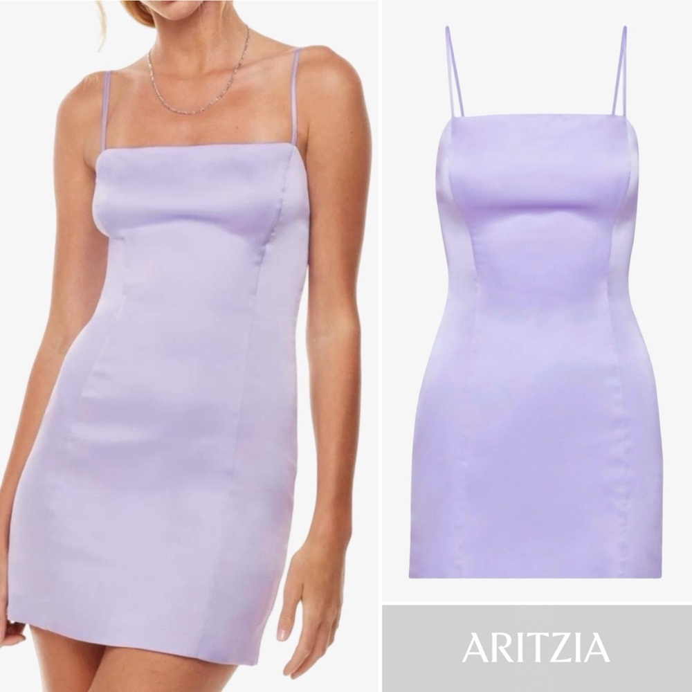 Aritzia Sunday Best Shimmer Mini Dress Lavender 6 NWT - Picture 1 of 15